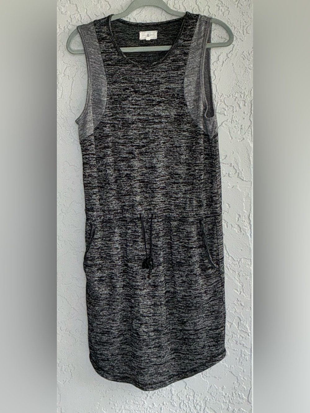 Lou & Grey Sleeveless Dress in Charcoal Gray With Drawstring Waist